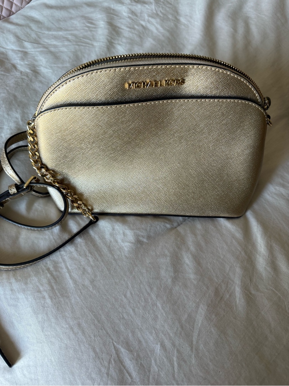 Michael Kors Metallic Gold Saffiano Crossbody Bag